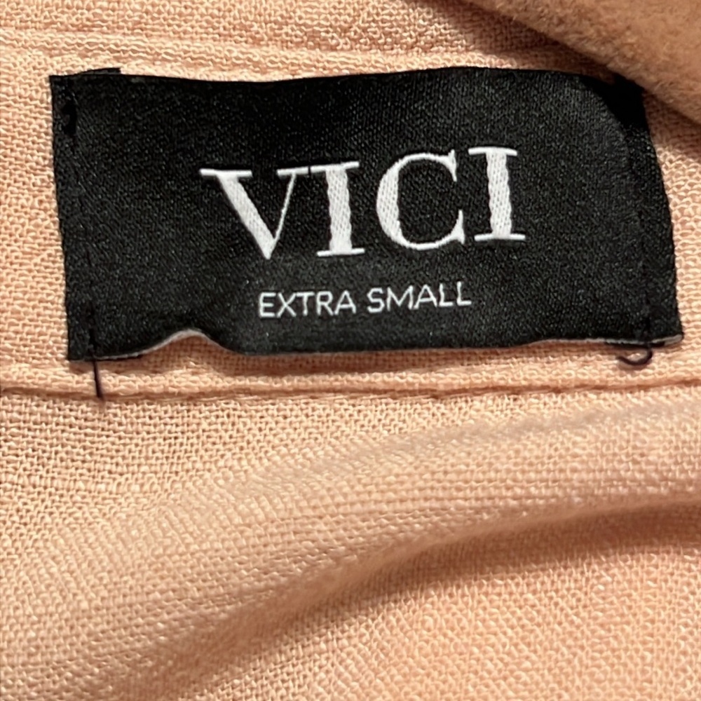 Vici Beige Tan Linen Drawstring Shirt Dress XS - Picture 9 of 12